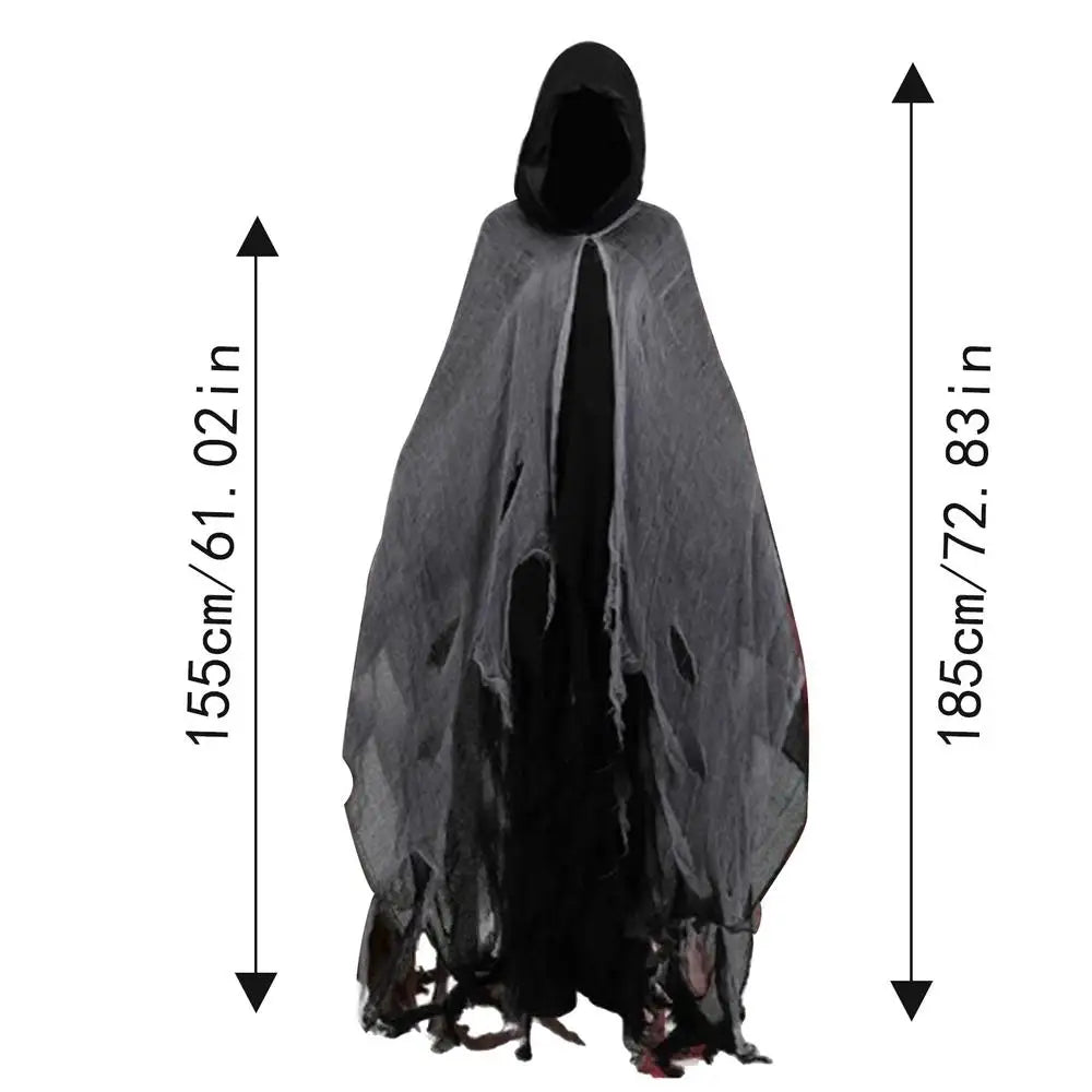 Halloween Ghost Dementors sorceress Cosplay Costume Gothic Zombie Tattered Hooded Capes Day Of The Dead Party Props Cloaks