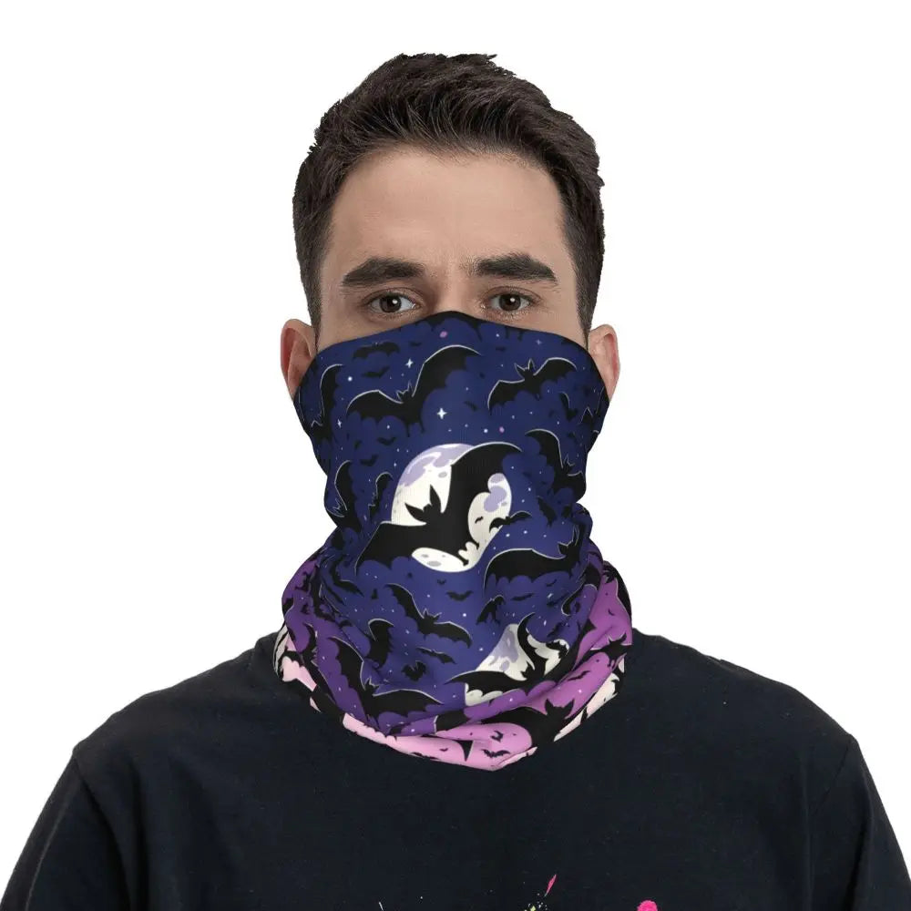 Custom Halloween Vampire Bats Winter Headband Neck Warmer Women Men Hiking Running Tube Scarf Face Bandana Gaiter