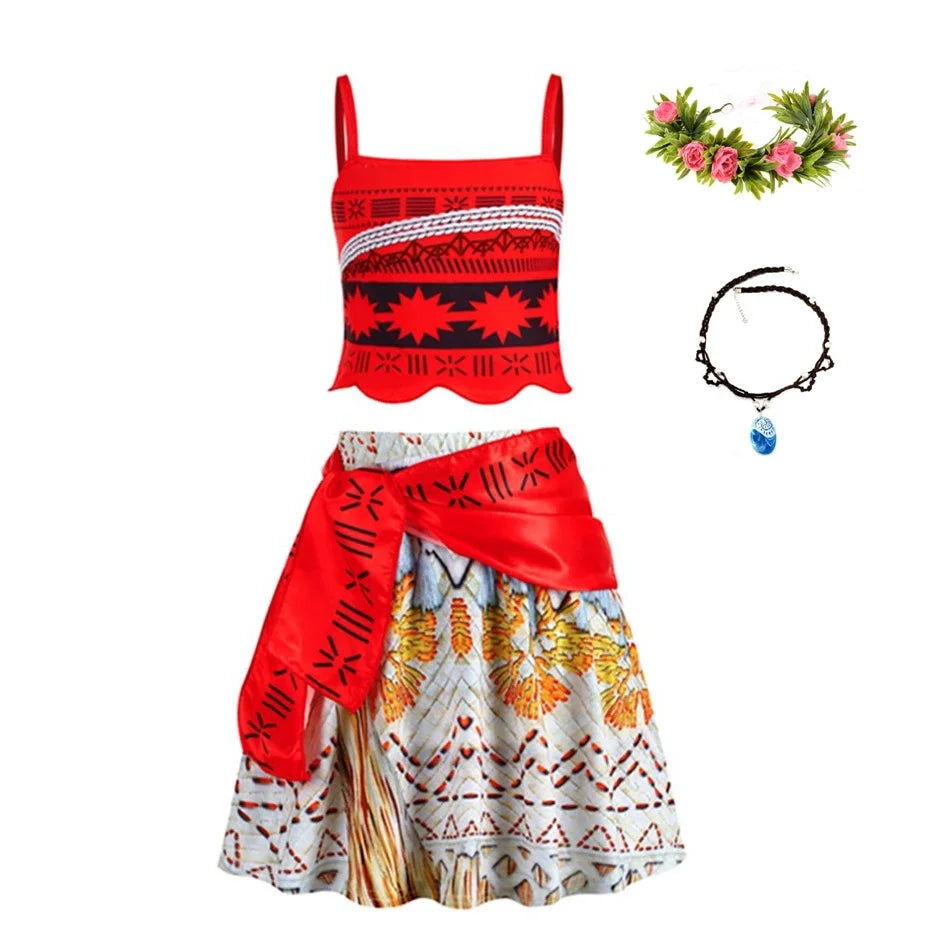Princess Dress Girl Moana Costume Kids Beach Birthday Party Girls Halloween Outfits