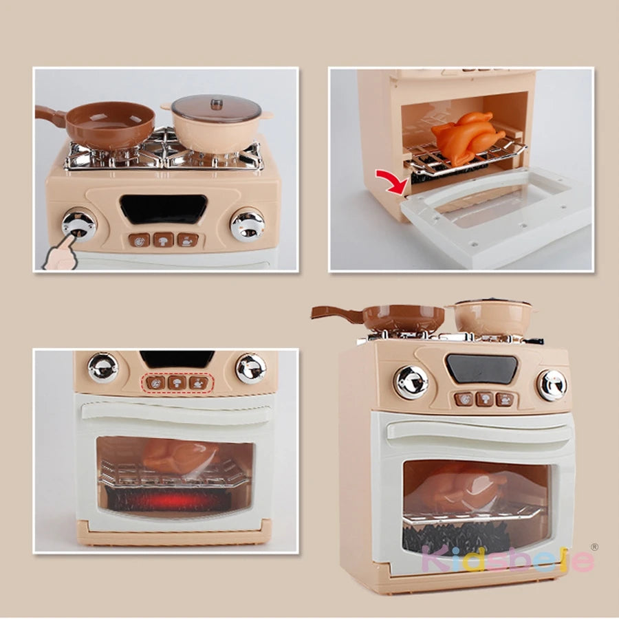 Mini Kitchen Appliance Toys for Kids Role Play Cooking Set Microwave Toaster Coffee Machine Washing Machine Learning Playset