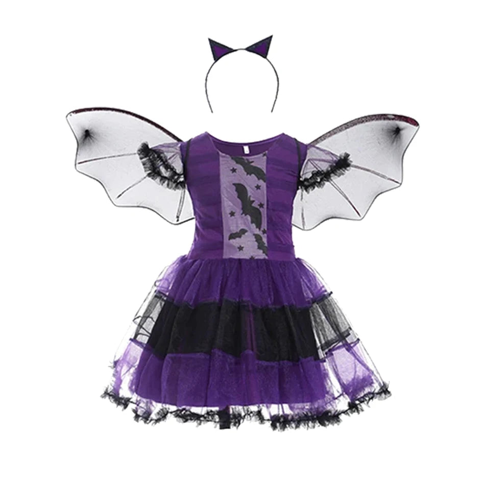 Halloween Girls Witch LED Dress Carnival Vestidos Party Dress Kids Cosplay Children Costume Festival Party Princess Dress