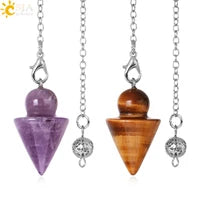 Healing Spiritual Crystal Pendulum Reiki Natural Stone Pendant Cone Penulum Pendulos for Dowsing Divination Healing Jewelry S962