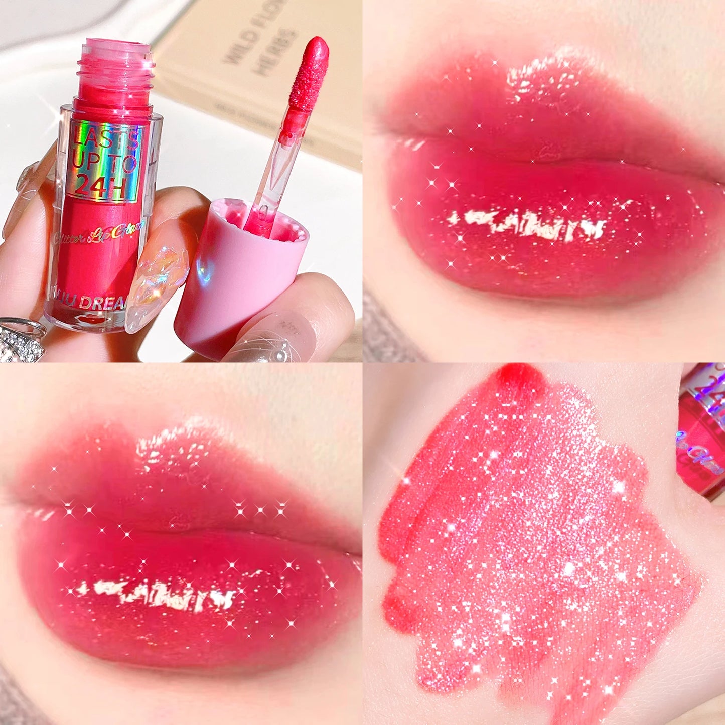 Sparkling Gloss Lip Balm – Water-Gloss Mirror Finish, Moisturizing, Hydrating, Non-Sticky, Cup-Proof, Plump Lips
