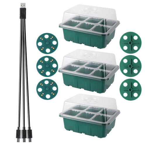 Seed Starter Tray Box With LED Grow Light Nursery Pot Seedling