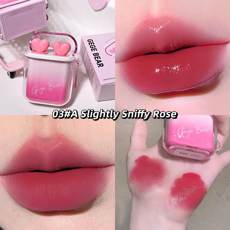 GegeBear Heartfelt Water-Gloss Lip Set:Lasting, Non-Fading Formula for a Natural, Compact, Portable Design Resembling Earbuds