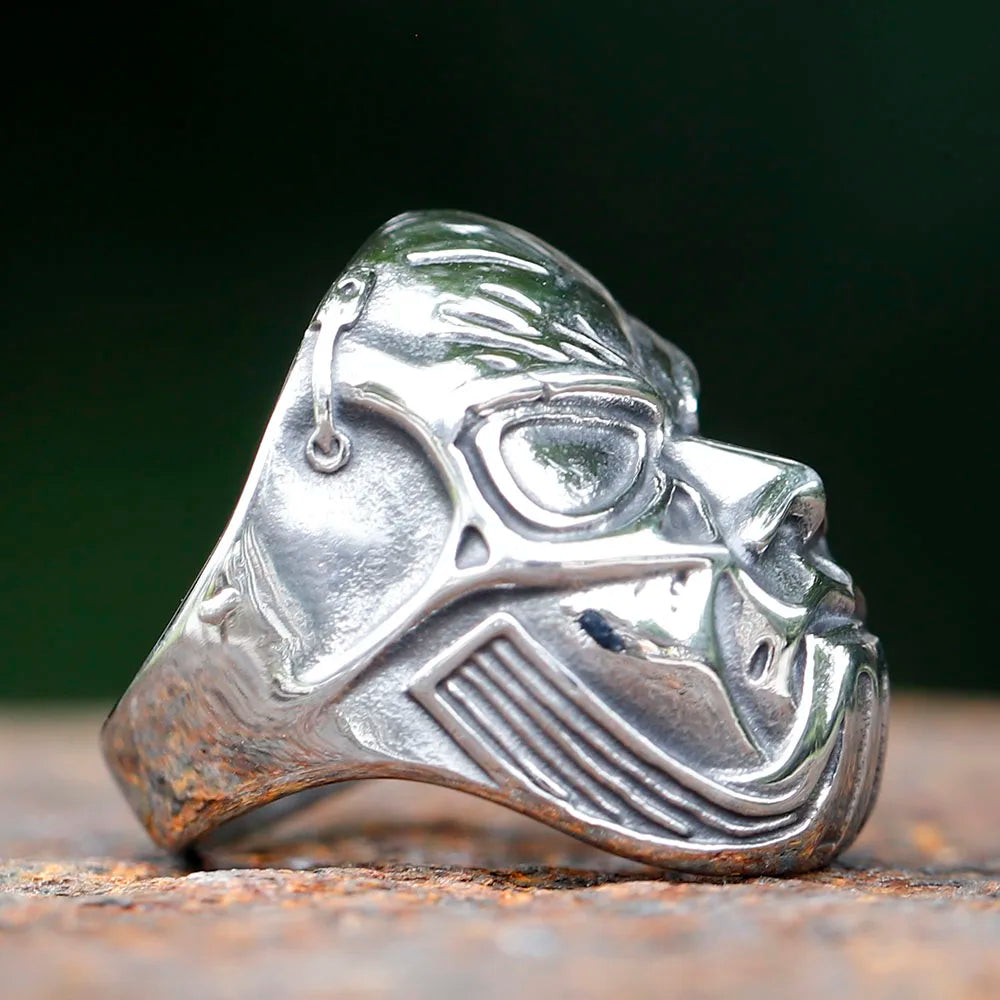 2023 Men's Flowers Skull Mask Ring Gothic 316L Stainless Steel Anel Motorcycle Band jewellery Party Halloween Gift free shipping