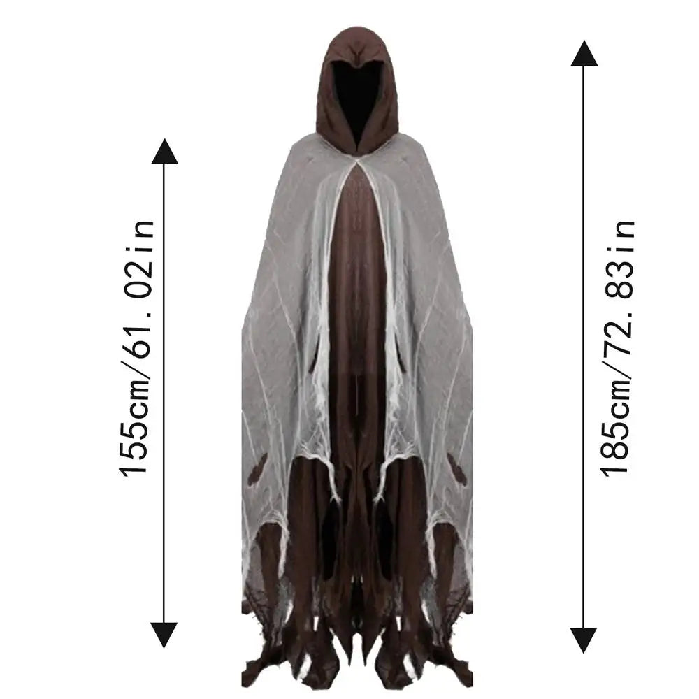 Halloween Ghost Dementors sorceress Cosplay Costume Gothic Zombie Tattered Hooded Capes Day Of The Dead Party Props Cloaks