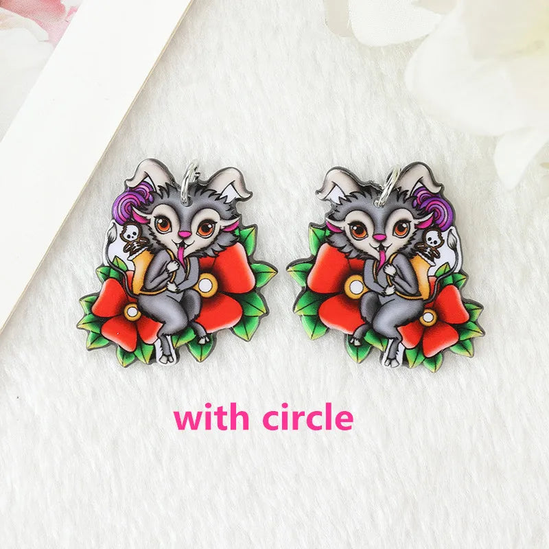 8Pcs Halloween Charms Creative Acrylic  OUIJA Sheep Pendant For Keychain Necklace Jewelry Diy Making