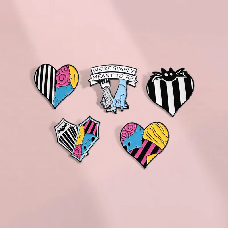 Anime Heart Rose Enamel Pins You Are Dreamy Cartoon Horror Mask Coffin Spider Lapel Badges Halloween Backpack Jewelry Gifts