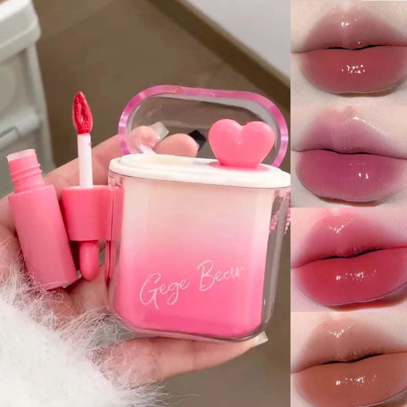 GegeBear Heartfelt Water-Gloss Lip Set:Lasting, Non-Fading Formula for a Natural, Compact, Portable Design Resembling Earbuds