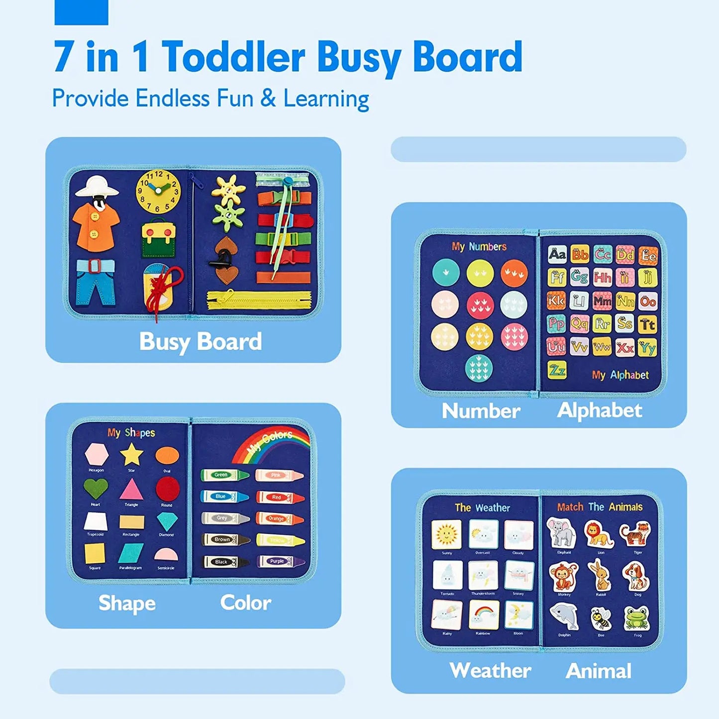 Montessori Toys Busy Board Sensory Activity Developing Board for Motor Skills,Learning Board for Toddlers  Christmas Gift