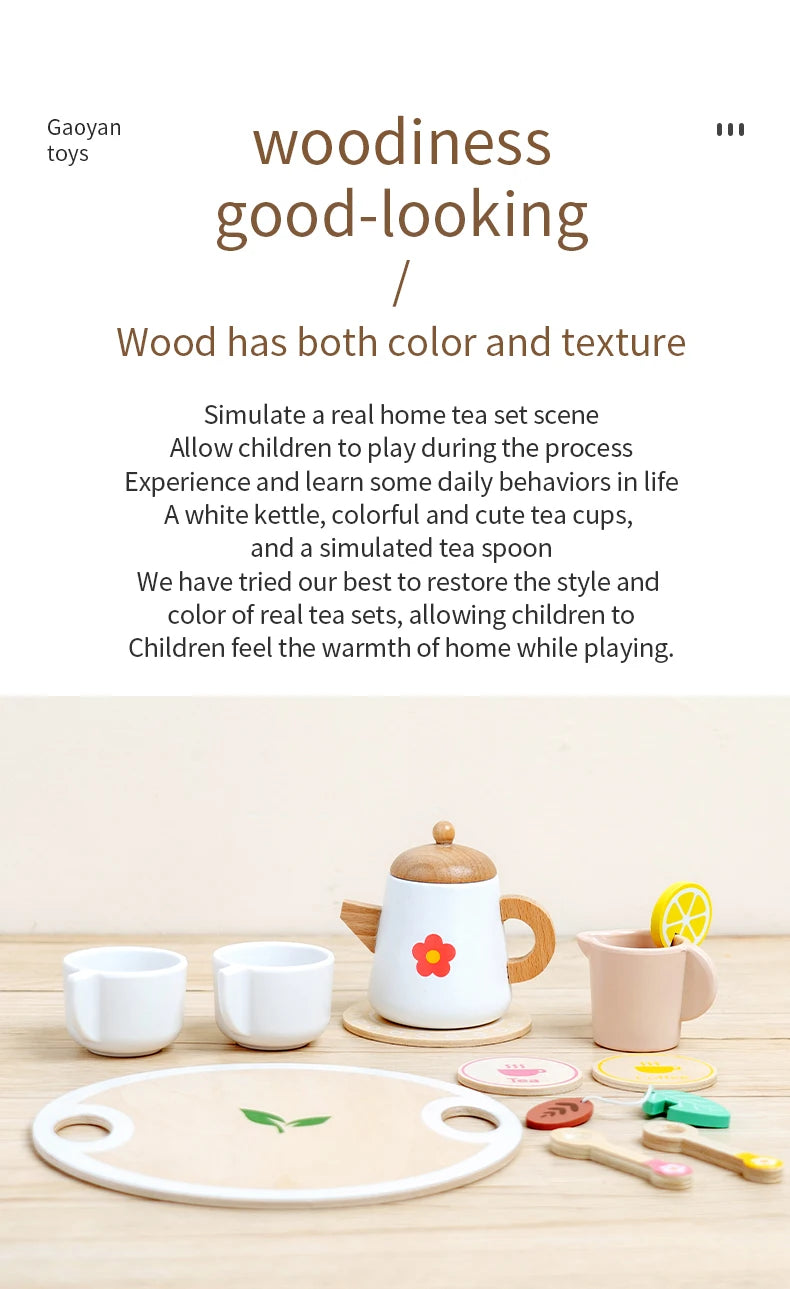 Kids Simulation Wooden Dessert Food Toys Kitchen Cookies Coffee Afternoon Tea Pretend Play Toys for Boy Girls Birthday Xmas Gift