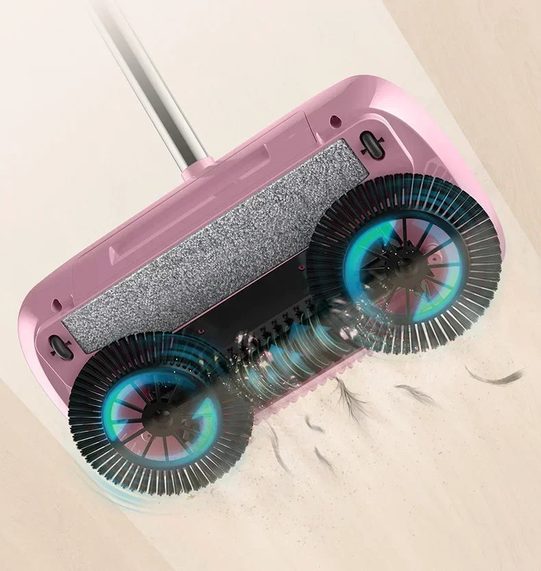 Household Cleaning Essentials - Push Broom and Mop Combo, Walk-Behind Sweeper Household Cleaning Home 2-in-1 Sweeper