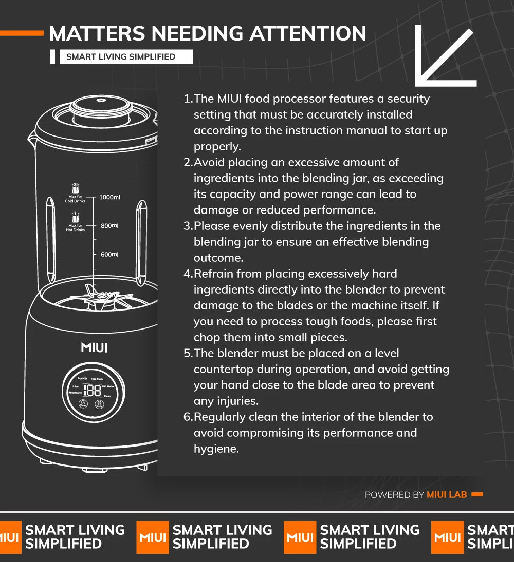 Food Blender, Multifunctional Hot & Cold Cooking Blender for Kitchen, 34oz./1L Smart Smoothie Blender with Self-Cleaning