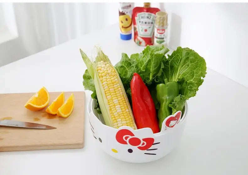 Hello Kitty Fruit Tray Vegetable Basket  Household Use Double Kitchen Storage Basketful Convenient Fruit Dish Kitchen Supplies