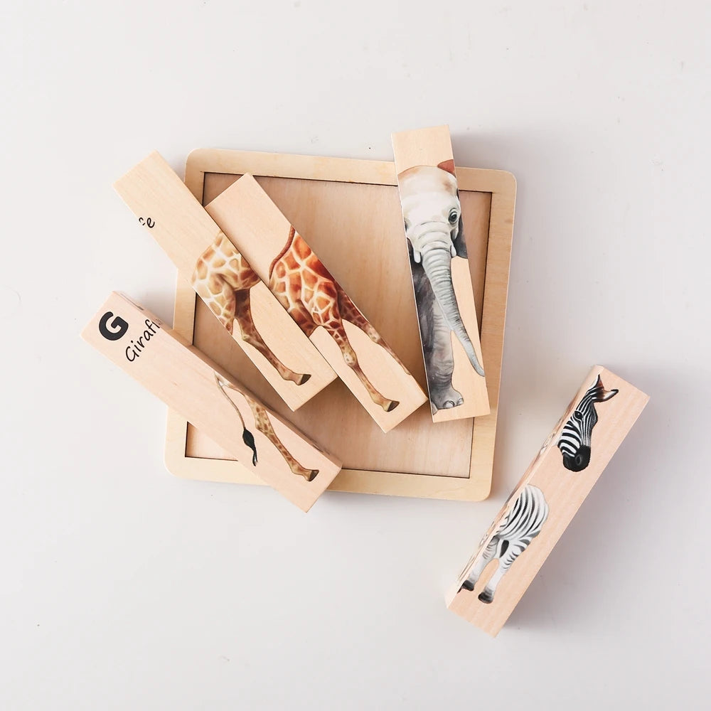 Wooden Block Baby Toys Wooden Children's Educational Toys Animal Matching Puzzle toddler Toys 3 Year Old Game Baby Games 2 Years