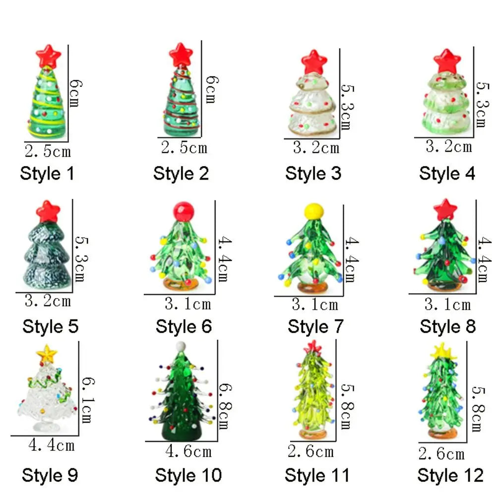 Glass Crystals Christmas Tree Figurine Statue Mini Christmas Tree Miniature Table Ornaments Handmade Crystals Ornaments