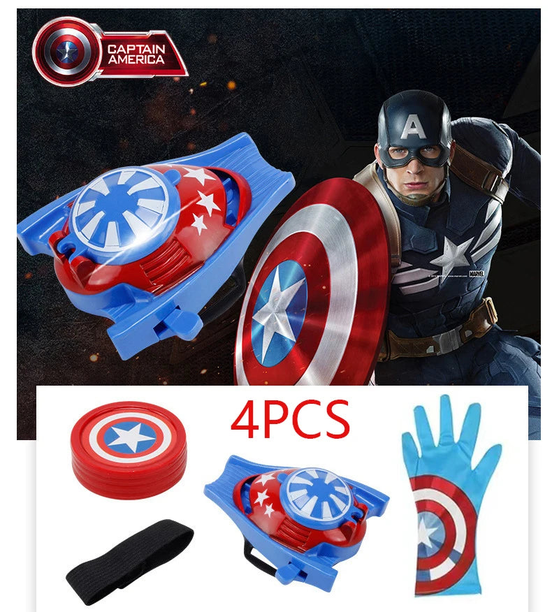 The Avengers Captain America Costume Child Cosplay Super Hero Halloween Role Play Led Shield Mask Sword Launcher Toys For Kids