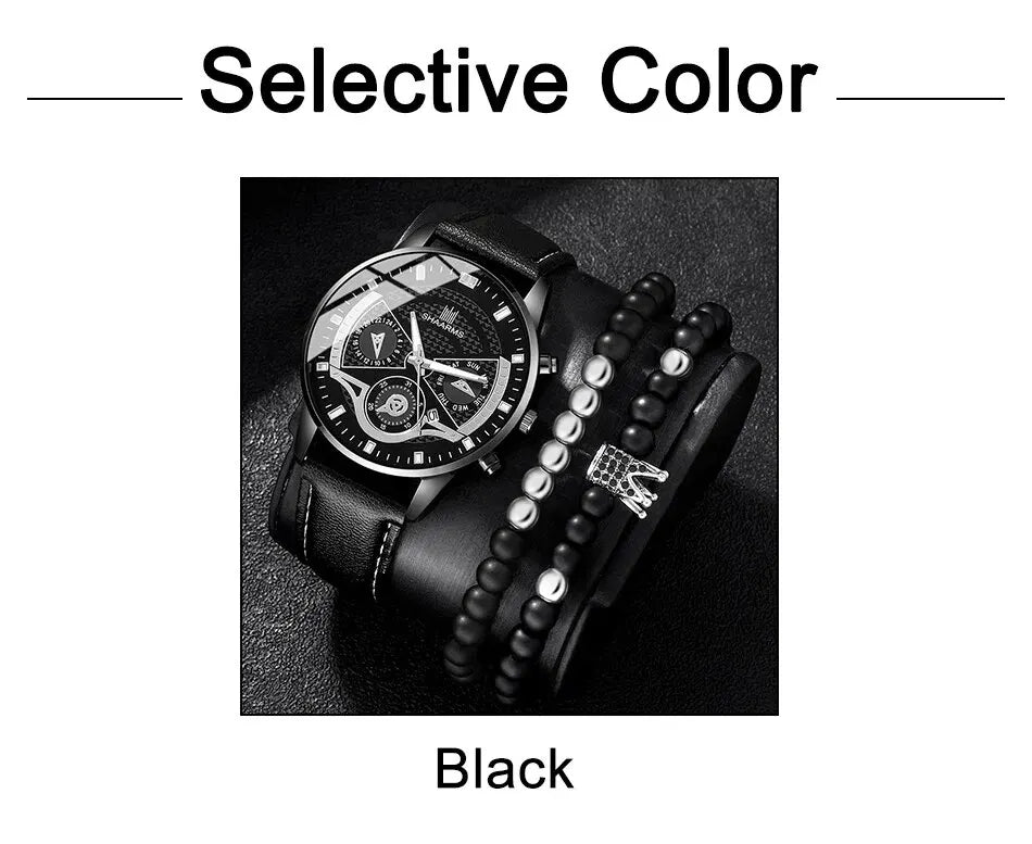 3PCS Set Men Watch Minimalist Men's Fashion Ultra Thin Watches Simple Men Business Leather Quartz Wristwatch Relogio Masculino