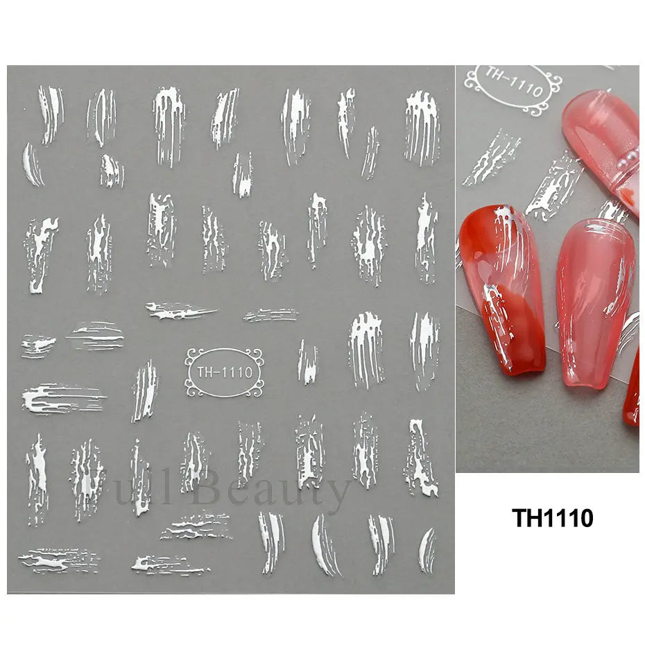 Nail Stickers Halloween Series Bat Skull Bone Ghost Pumpkin Pattern 3D Self Adhesive Decals For Nails Manicure Decoration LATH