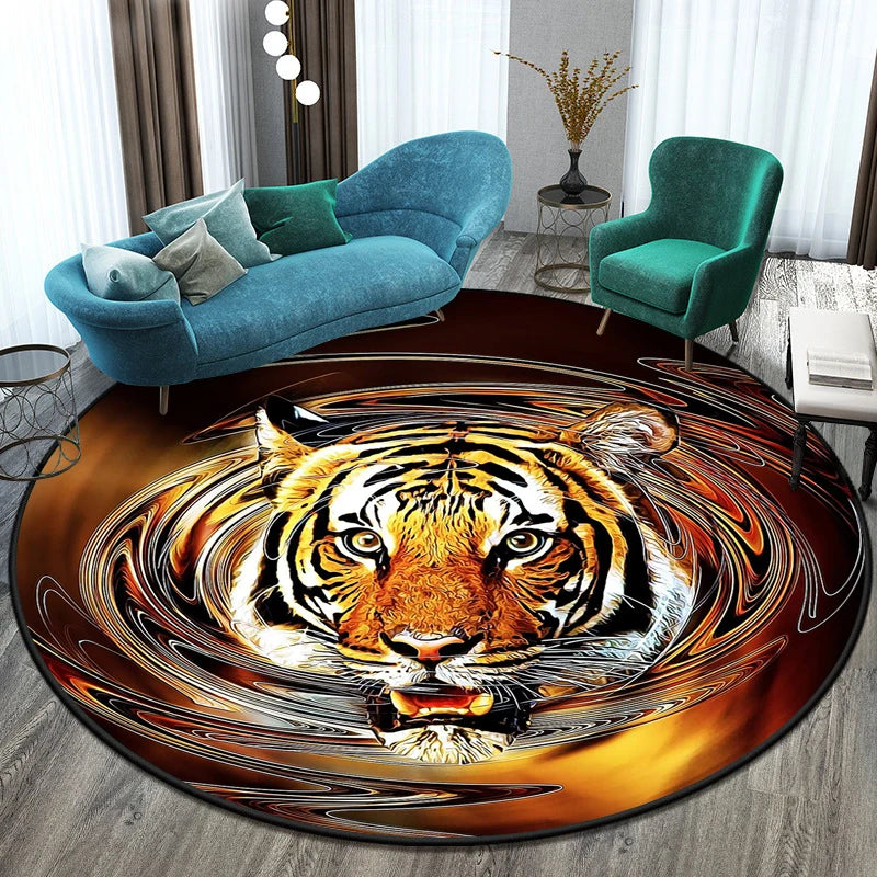 Tiger Round Rug Floor Mats Living Room Rugs Kids  Decor Gifts Restroom     Prayer  Area