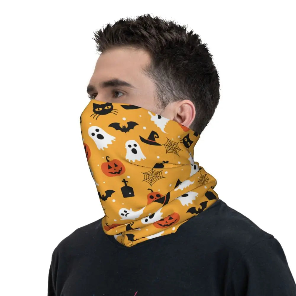Custom Halloween Vampire Bats Winter Headband Neck Warmer Women Men Hiking Running Tube Scarf Face Bandana Gaiter
