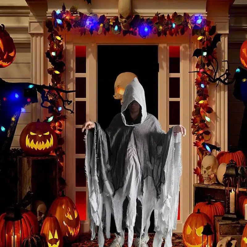 Halloween Ghost Dementors sorceress Cosplay Costume Gothic Zombie Tattered Hooded Capes Day Of The Dead Party Props Cloaks