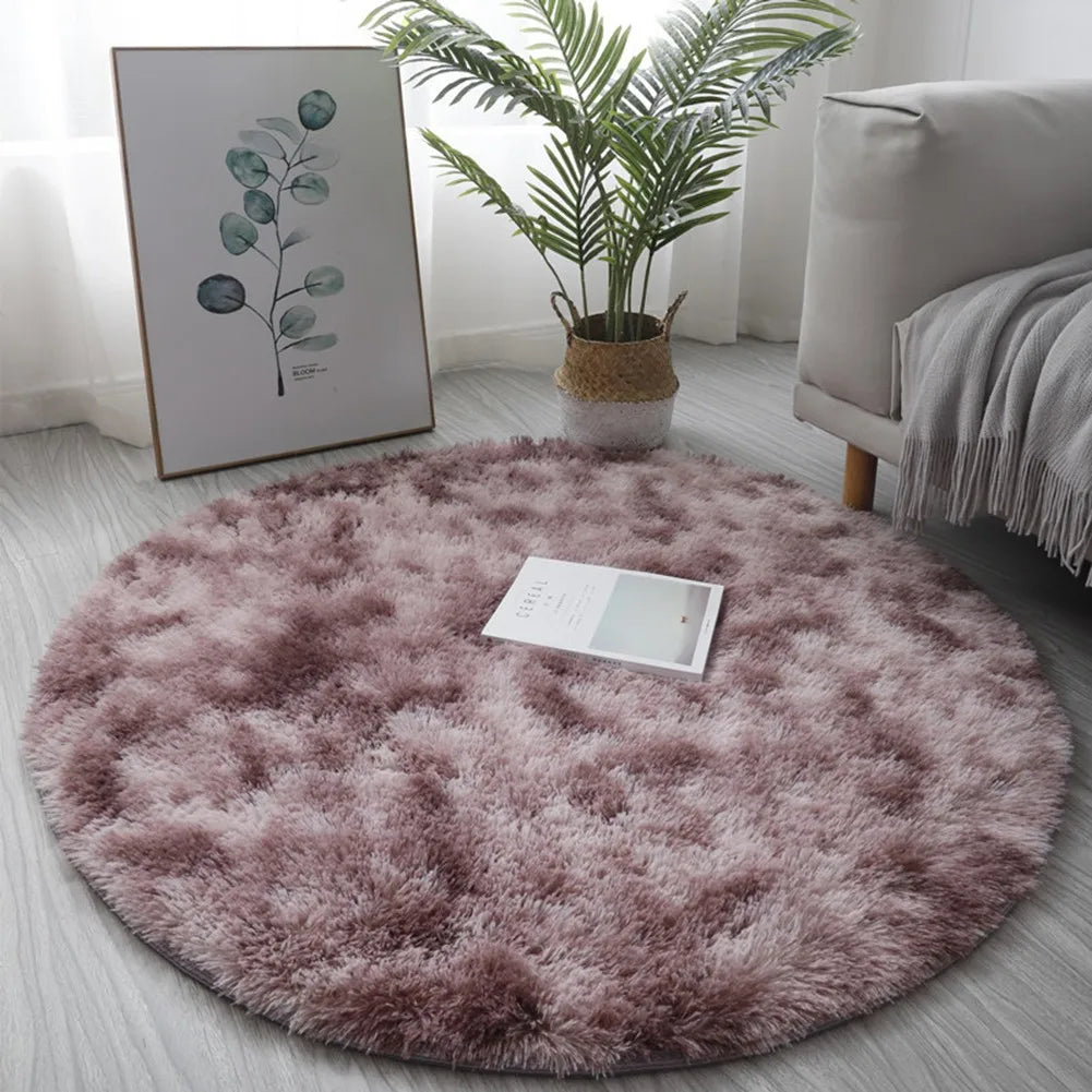 Circle Round Shaggy Rug Living Room Bedroom Carpet Floor Mat Anti-Skid Floor Soft Solid Large Carpets