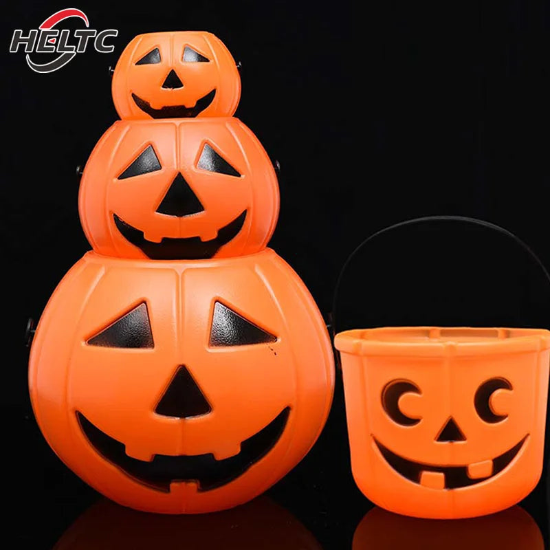 1pcs Pumpkin Bucket Halloween Candy Trick Or Treat Buckets Holder Pail Mini Basket Halloween Gift Home Decoration Props