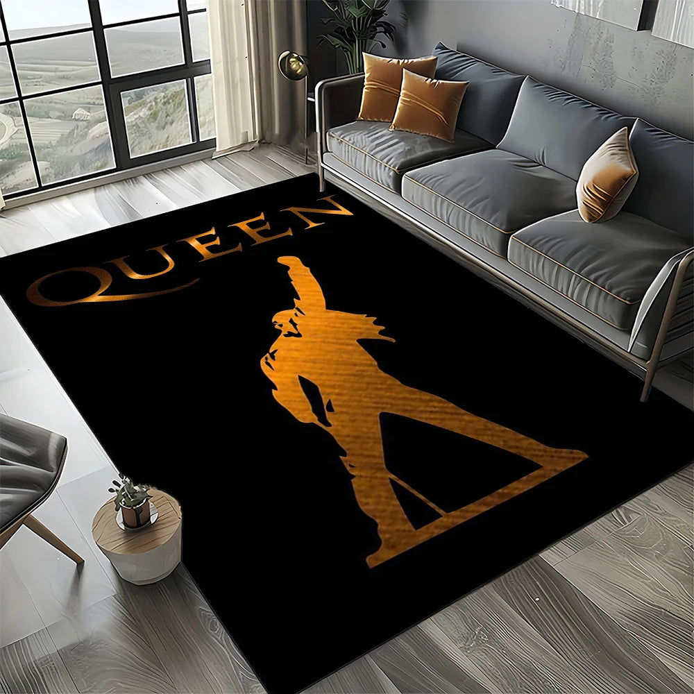 2025 Classics Queen-Rock-Band Freddie Carpet Rug for Living Room Bedroom Home Sofa Decoration,Kid Area Rug Non-slip Floor Mat