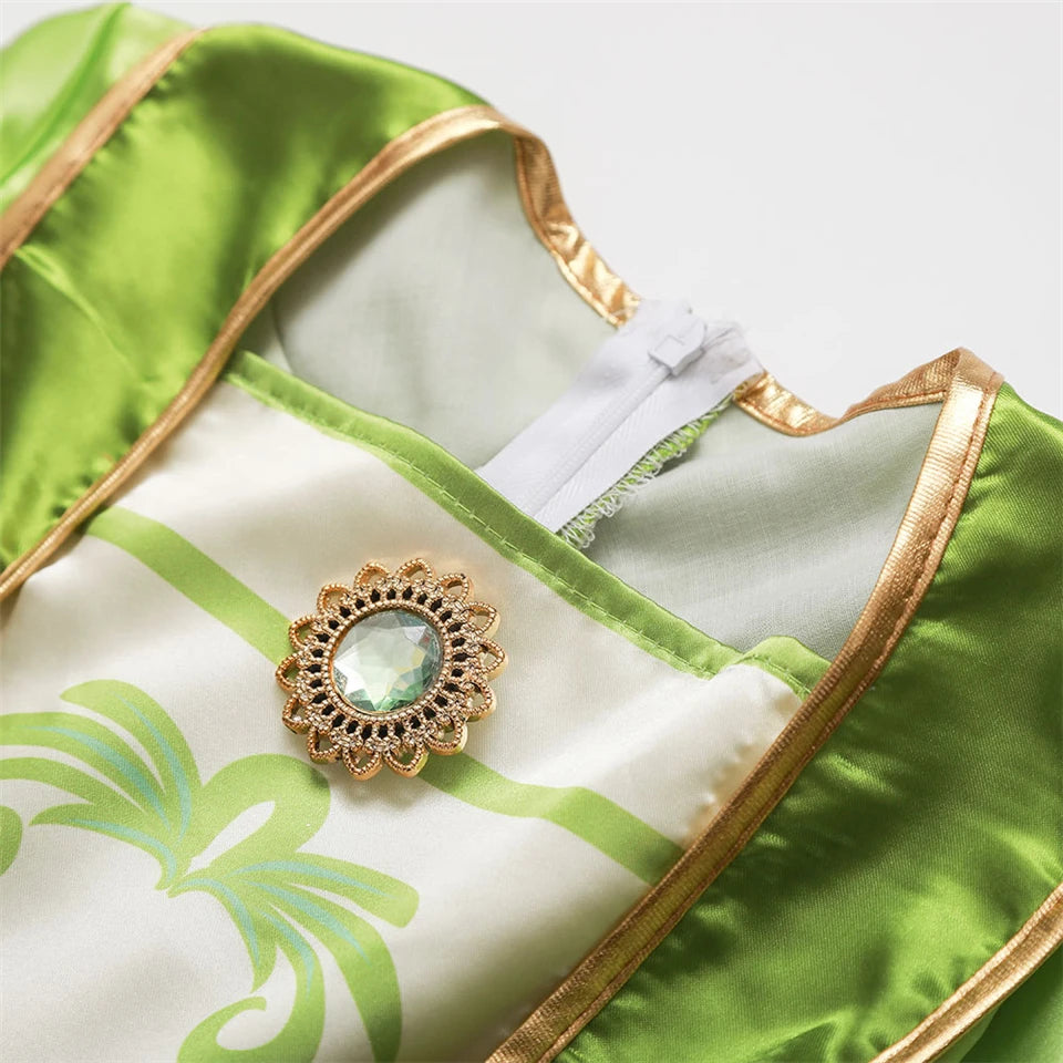 Halloween Girls Mulan Dress Children Fancy Fairy Princess Dress Up Chinese Style Christmas Vintage Green Floral Dresses Hanfu