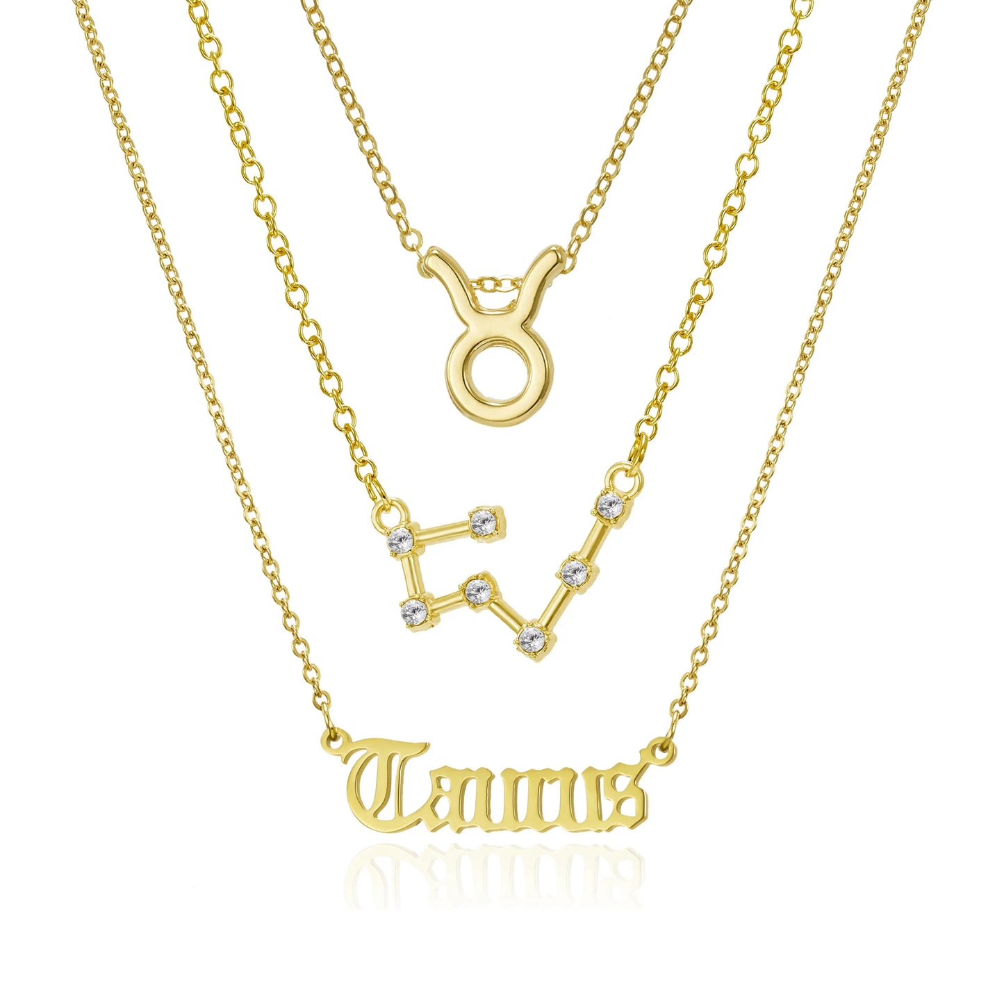 3Pcs/set 12 Zodiac Sign Necklaces Set For Women Constellation Pendant Chain Choker Birthday Jewelry With Cardboard Card