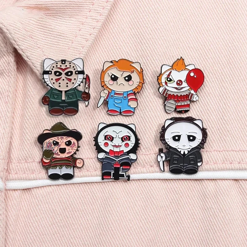 Halloween Horror Skull Enamel Pin Gothic Punk Grave Coffin Tomb Vampire Skeleton Brooches Lapel Badge Jewelry Gifts For Friends