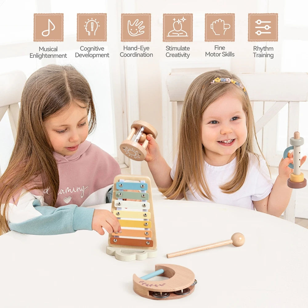Musical Instruments Montessori Music Baby 0 12 Months Toys Drum Xylophone Kids Early Educational Wooden Instruments Baby Toys