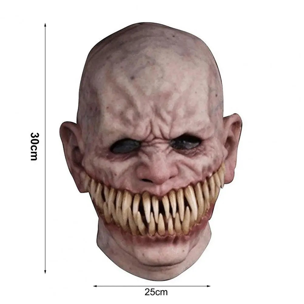 Creepy Mask Cospaly Horror Pointy Teeth Split Mouth Latex Helmet Halloween Carnival Dress Up Party Costume Props