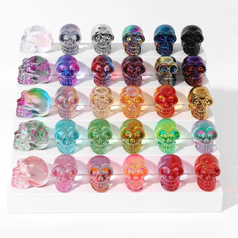 Crystal Skull Glass Carving Jewelry Quartz For Home Decoration Healing Crystals Skull Ornament Reiki Witchcraft Gifts Figurine
