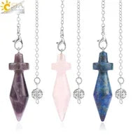 Healing Spiritual Crystal Pendulum Reiki Natural Stone Pendant Cone Penulum Pendulos for Dowsing Divination Healing Jewelry S962