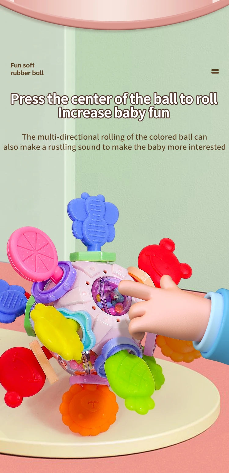 Montessori Baby Teething Toys Sensory Chew Teething Ball Rattle Grasping Activities Babies Toys for 0-18 Months Girls Boys Gifts