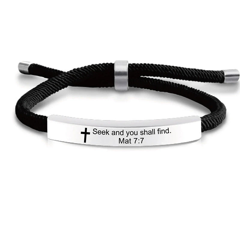 Cross Jesus Scripture Quote Bracelet Christian Bible Verse Stainless Steel Bracelets Silicone Wristband
