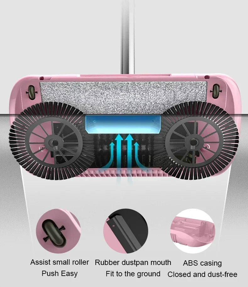 Household Cleaning Essentials - Push Broom and Mop Combo, Walk-Behind Sweeper Household Cleaning Home 2-in-1 Sweeper