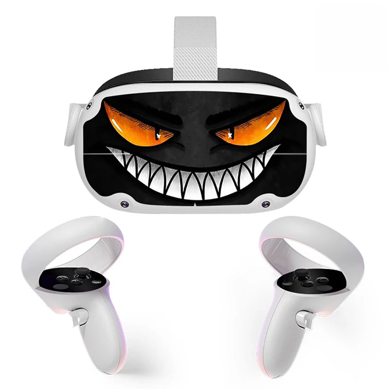 Sticker Vinyl Skin for Oculus Quest 2 VR Headset Controller  PVC Decals Halloween Pattern Wrap Cover for Meta Quest2 Accessories