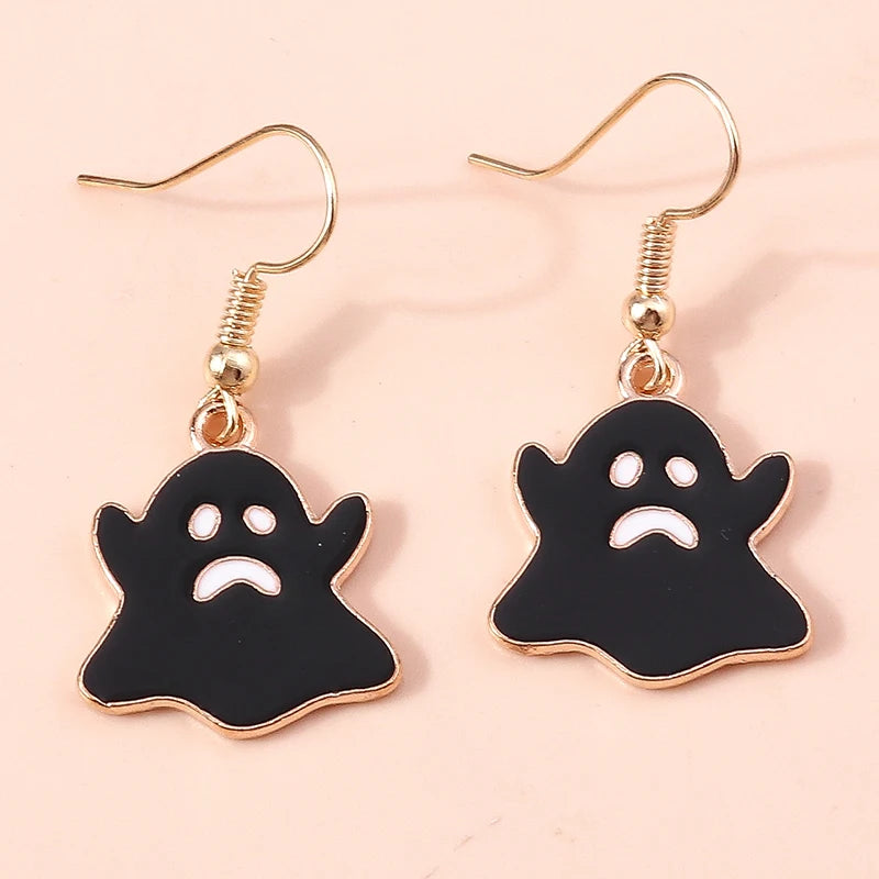 Aihua Fashion Halloween Earrings Enamel Ghost Skeleton Pumpkin Bat Spider Earrings For Women Halloween Night Party Jewelry Gifts