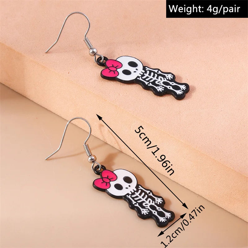 Aihua Fashion Halloween Earrings Enamel Ghost Skeleton Pumpkin Bat Spider Earrings For Women Halloween Night Party Jewelry Gifts