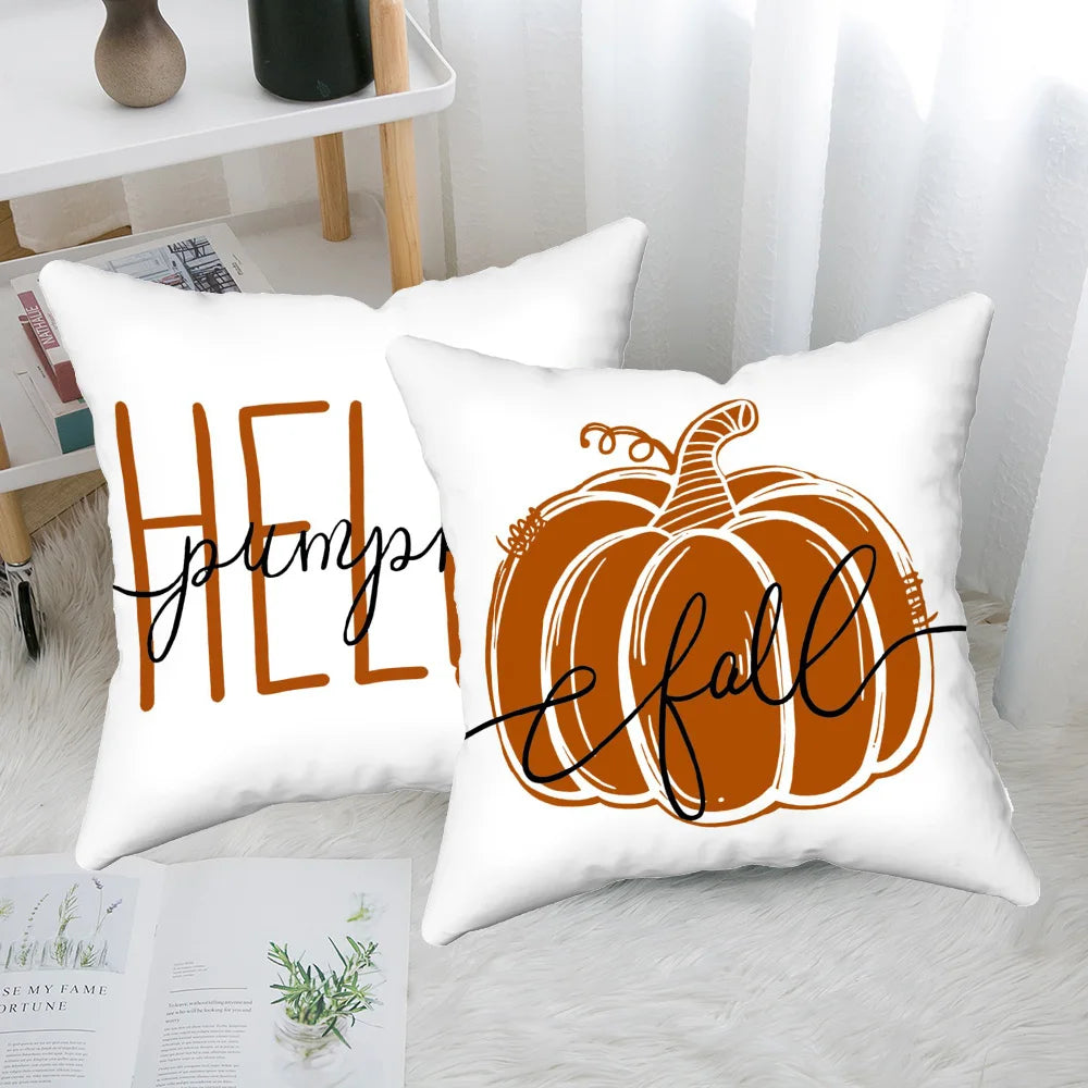 4-Pack Halloween Throw Pillow Covers 45X45cm Ghost Pumpkin Bat Pattern Ideal for Sofa, Bed, Car, Living Room Home Decor