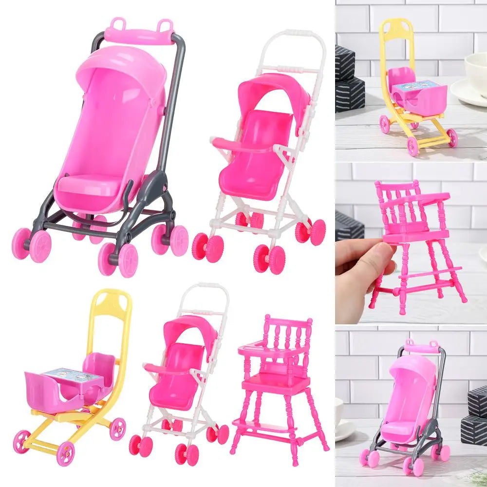Toys Nursery Plastic Car Scene Model Playing House Infant Carts Dollhouse Furniture Miniature Baby Stroller Dolls Accessories
