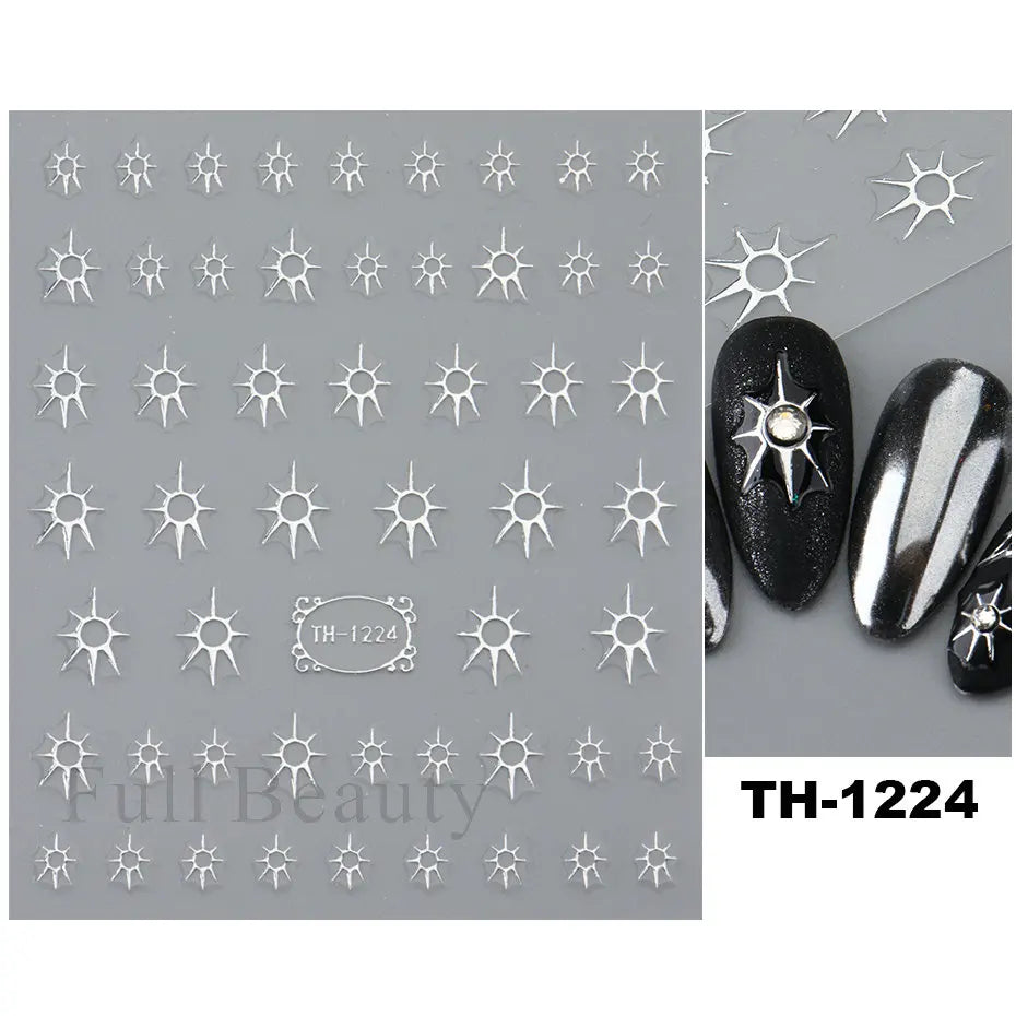 Nail Stickers Halloween Series Bat Skull Bone Ghost Pumpkin Pattern 3D Self Adhesive Decals For Nails Manicure Decoration LATH