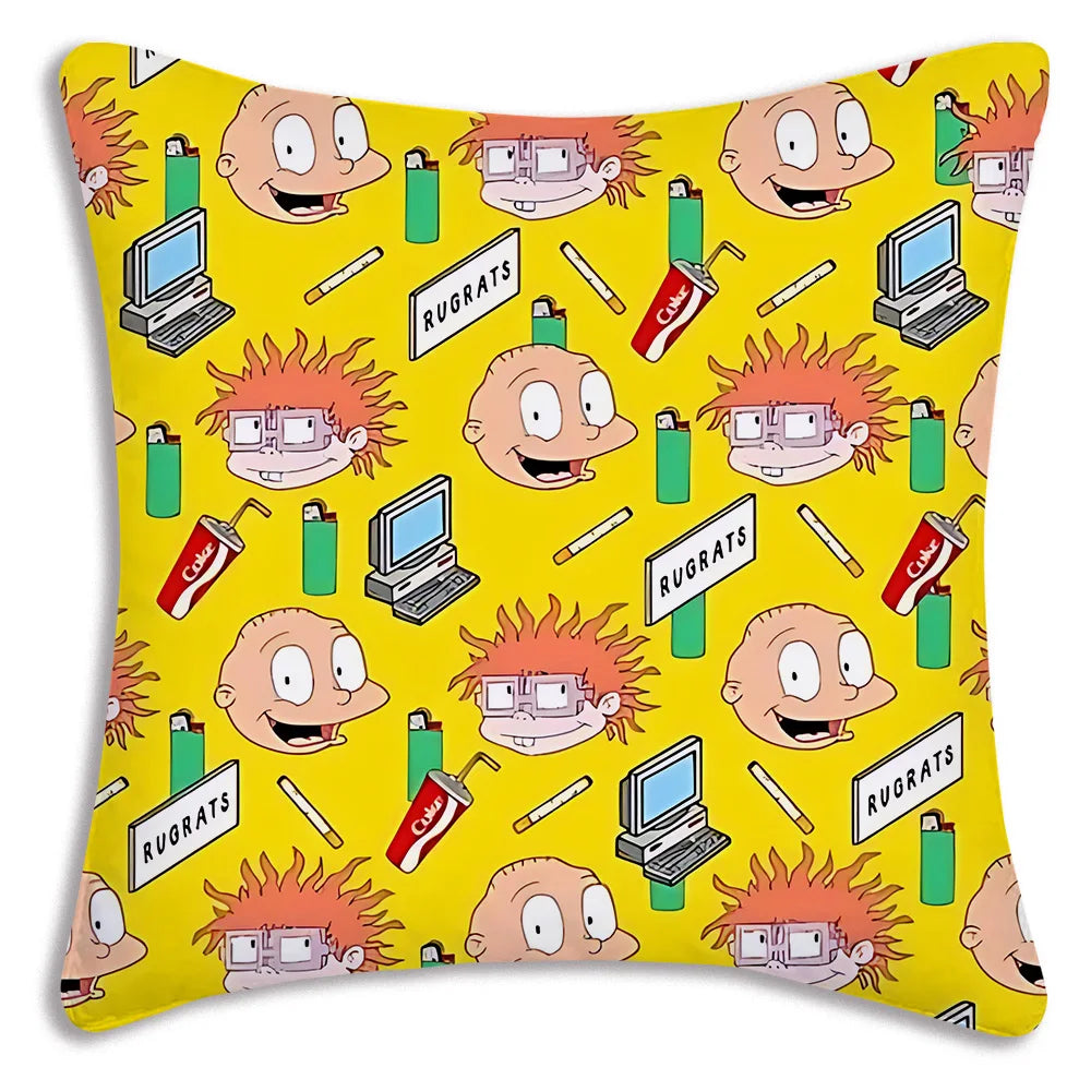 Cartoon Funny R-Rugrats Pillow Covers Cartoon Sofa Decorative Home Double-sided Printing Short Plush Cute Cushion Cover