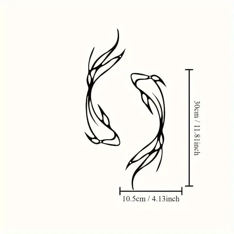 Feng Shui Koi Fish Art Metal Sculpture Minimalist Line Art Metal Wall Art Abstract Art