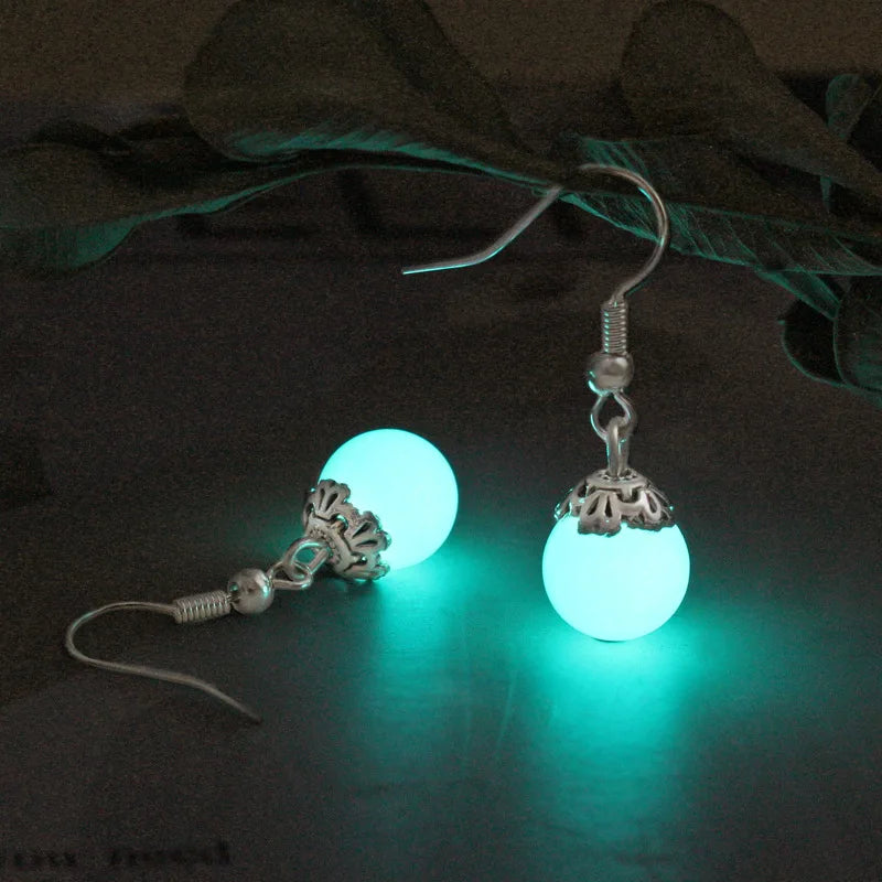 Vintage Luminous Earrings For Women Lovely Round Beaded Dangle Drop Glow In The Dark Earrings Halloween Jewelry Gift for Girl