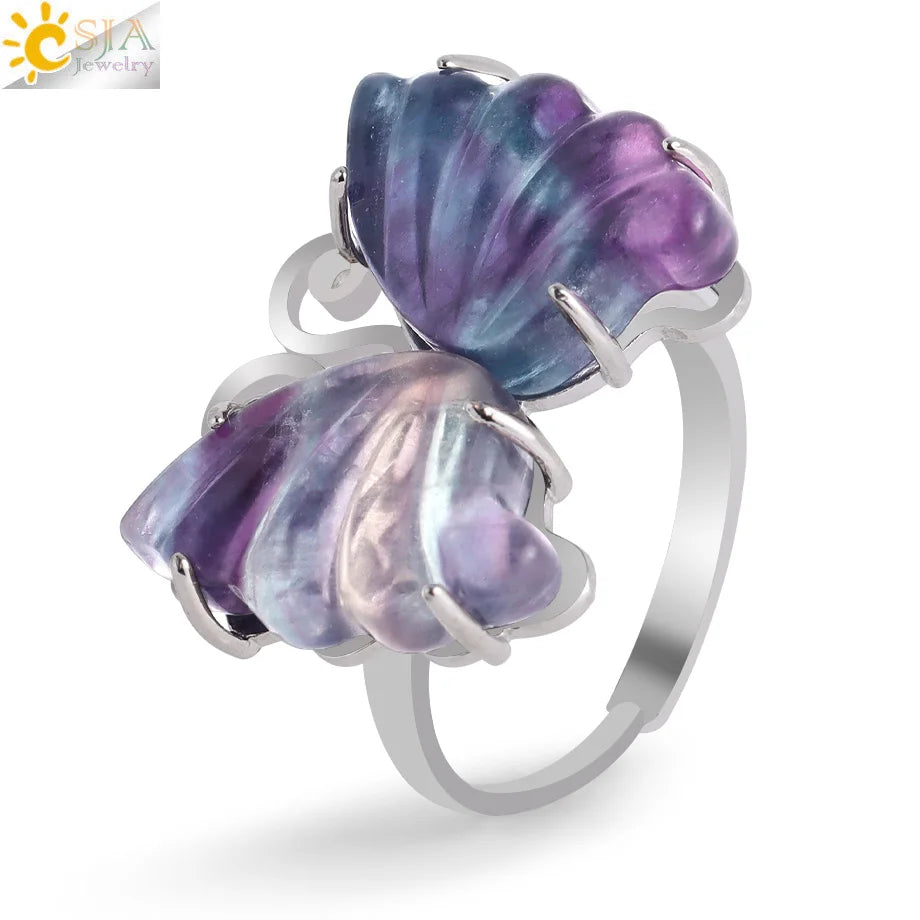 Healing Gem Stone Crystal Band Rings for Men Natural Pink Stone Quartz Red Agates Jaspers Dainty Finger Ring Women Jewelry H474